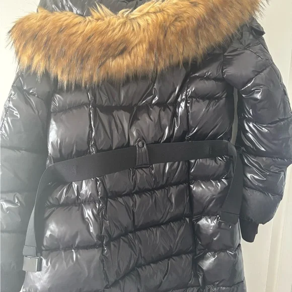 S13 Black Puffer Jacket with Faux Fur Hood - Picture 7 of 7